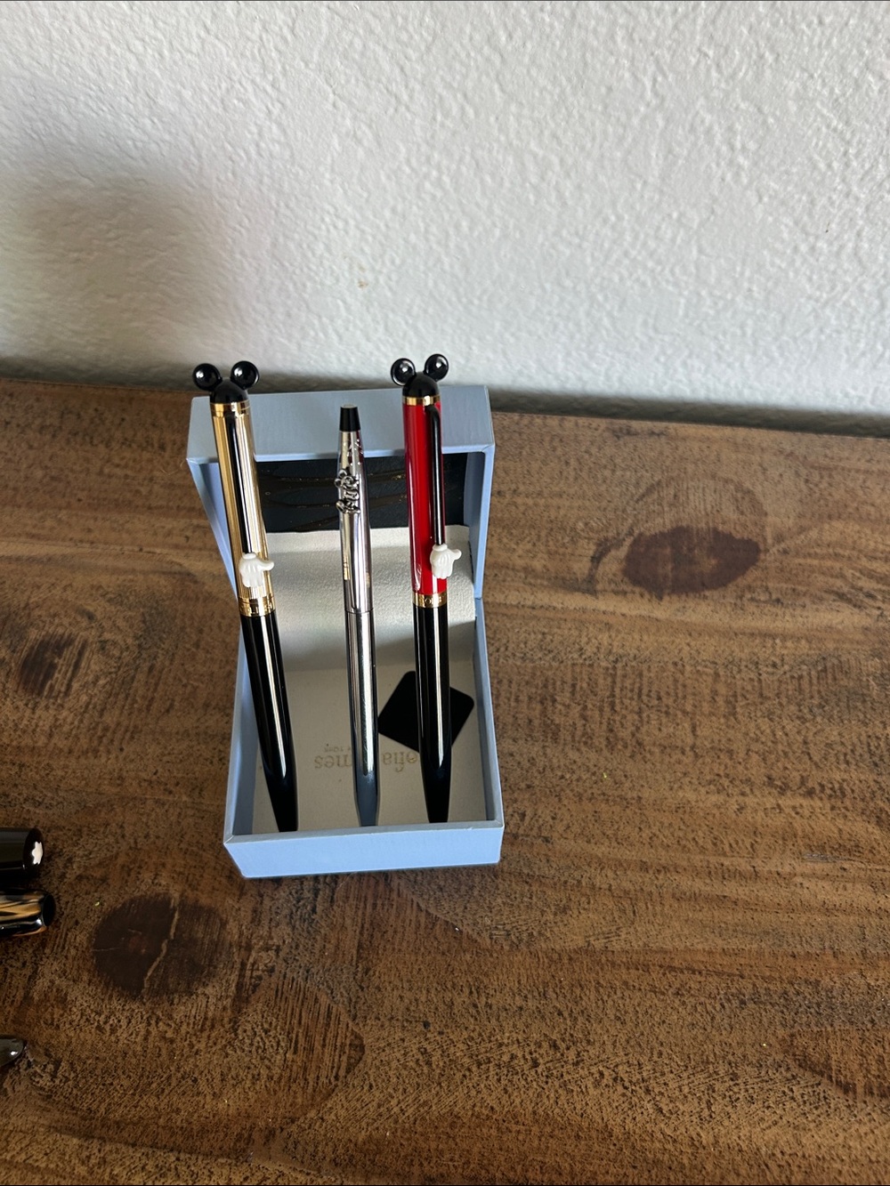 Set of Three Decorative Ball-Top Pens - Black, Red, Silver all 3 Disney Mickey